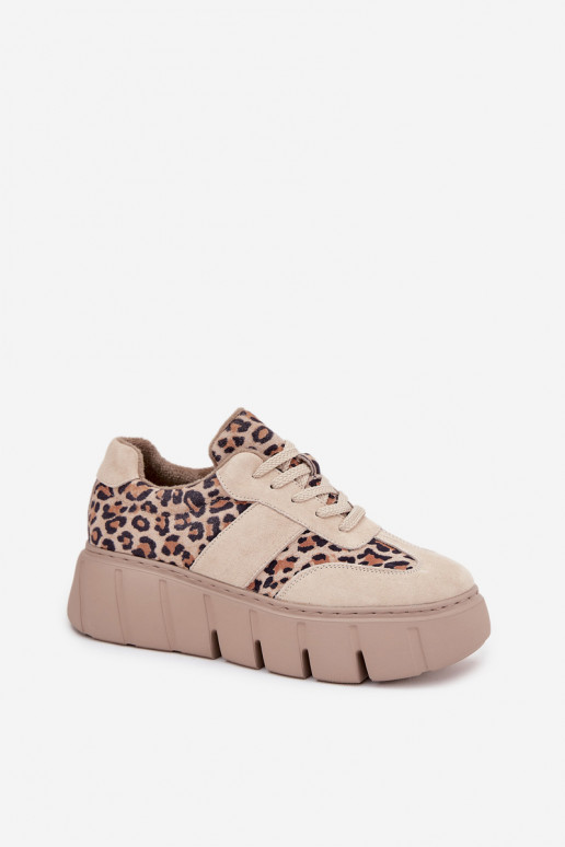 seemisnakhsed voodriga Sneakers tüüpi jalanõud Pealiste omad platvormiga Vinceza 66841 leopardimustriga beeži värvi seemisnakhsed voodriga Sneakers tüüpi jalanõud Pealiste omad platvormiga Vinceza 66841 leopardimustriga beeži värvi