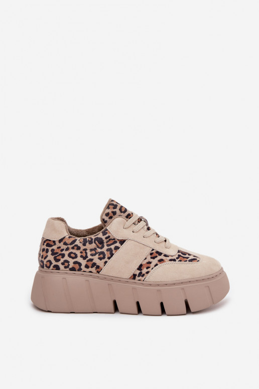 seemisnakhsed voodriga Sneakers tüüpi jalanõud Pealiste omad platvormiga Vinceza 66841 leopardimustriga beeži värvi seemisnakhsed voodriga Sneakers tüüpi jalanõud Pealiste omad platvormiga Vinceza 66841 leopardimustriga beeži värvi