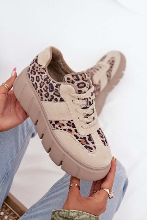 seemisnakhsed voodriga Sneakers tüüpi jalanõud Pealiste omad platvormiga Vinceza 66841 leopardimustriga beeži värvi seemisnakhsed voodriga Sneakers tüüpi jalanõud Pealiste omad platvormiga Vinceza 66841 leopardimustriga beeži värvi