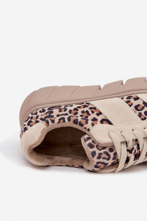 seemisnakhsed voodriga Sneakers tüüpi jalanõud Pealiste omad platvormiga Vinceza 66841 leopardimustriga beeži värvi seemisnakhsed voodriga Sneakers tüüpi jalanõud Pealiste omad platvormiga Vinceza 66841 leopardimustriga beeži värvi