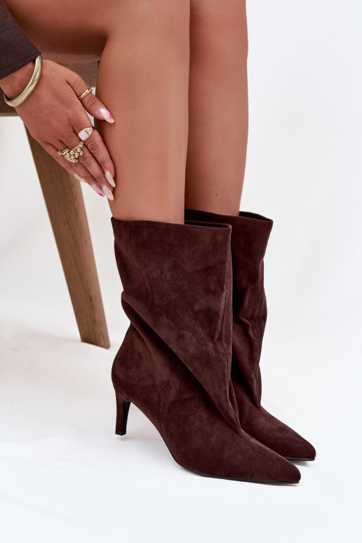 Slip-on Pealiste poolsaapad kõrge jämeda kontsaga Czekoladosissee Solvienne