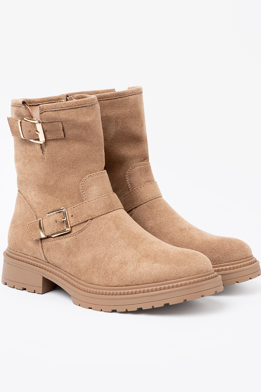 Pruunid värvi lumesaapad z ozdobnymi kuldnemi klamrami