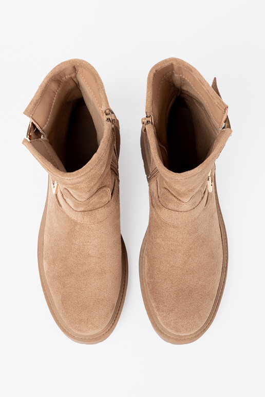 Pruunid värvi lumesaapad z ozdobnymi kuldnemi klamrami