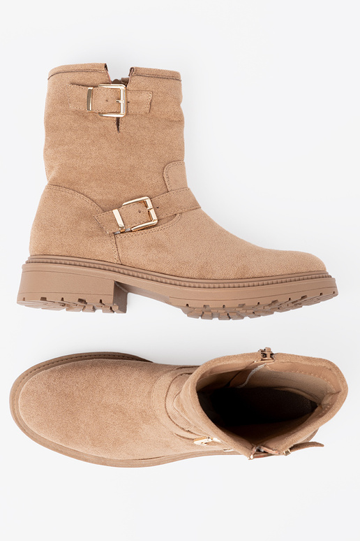 Pruunid värvi lumesaapad z ozdobnymi kuldnemi klamrami