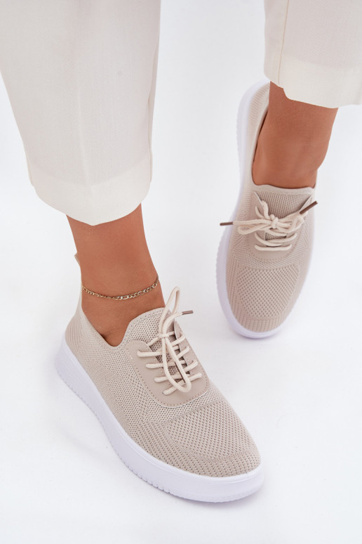 Riidest Slip-on spordijalatsid platvormiga Pealiste omad beeži värvi Kalyra Riidest Slip-on spordijalatsid platvormiga Pealiste omad beeži värvi Kalyra