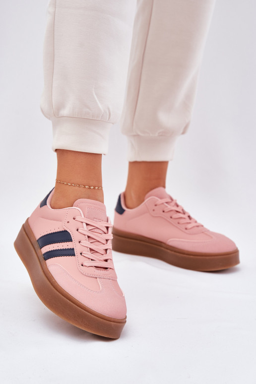 Sneakers tüüpi jalanõud Pealiste omad platvormiga eko-nahast Tumeroosad värvi Ediriella Sneakers tüüpi jalanõud Pealiste omad platvormiga eko-nahast Tumeroosad värvi Ediriella