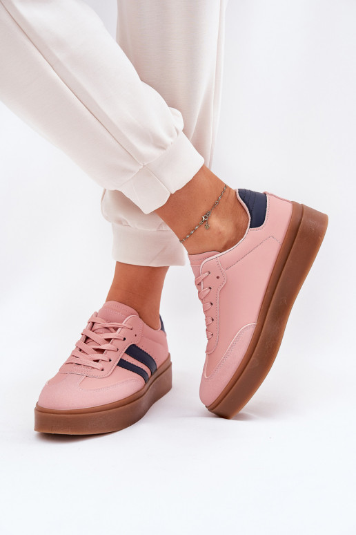 Sneakers tüüpi jalanõud Pealiste omad platvormiga eko-nahast Tumeroosad värvi Ediriella Sneakers tüüpi jalanõud Pealiste omad platvormiga eko-nahast Tumeroosad värvi Ediriella