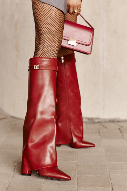 naiste pika säärega saapad Eko PealhkINysisseiniętą Cholesisseką kõrge jämeda kontsaga bordoo-värvi Avamora