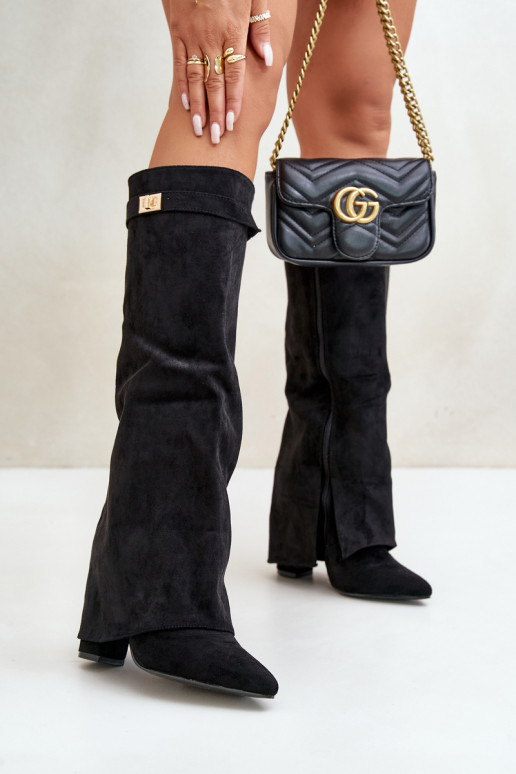 naiste pika säärega saapad Eco SuedeosisseeINysisseiniętą Cholesisseką kõrge jämeda kontsaga msuud Bralise