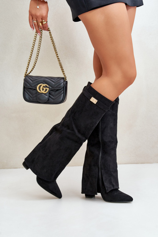 naiste pika säärega saapad Eco SuedeosisseeINysisseiniętą Cholesisseką kõrge jämeda kontsaga msuud Bralise