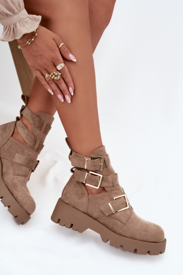 Pealiste poolsaapad Triipudega I Kuldset värvimi neetide ja pandlagami beeži värvi Helisse