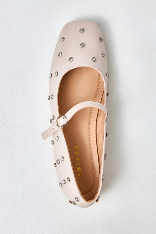 Kreemivärvi baleriinad kristallidega...