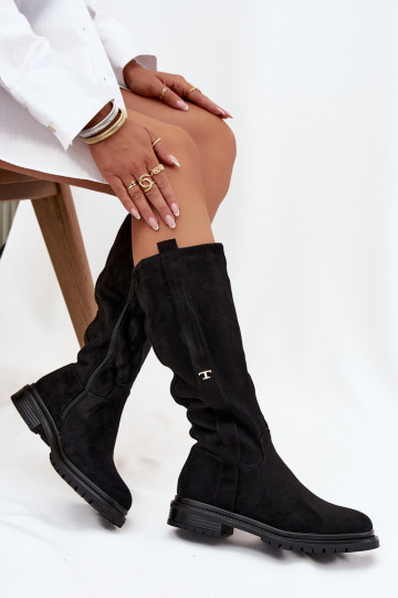 Pealiste pika säärega saapad Peal płaskim Obcasie Eco Suedeosissee msuud Delyssa