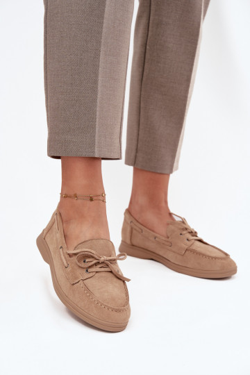 jalatsid Mokassiinid Pealiste korter saapad koos stiilsete detailidega beeži värvi Zalina 2