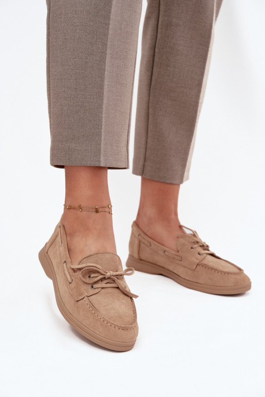 jalatsid Mokassiinid Pealiste korter saapad koos stiilsete detailidega beeži värvi Zalina