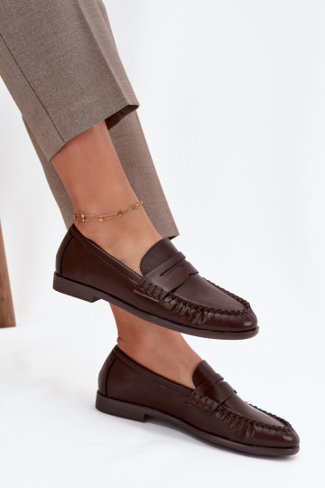 jalatsid Mokassiinid Pealiste omad eko-nahast pruunid värvi Lilith