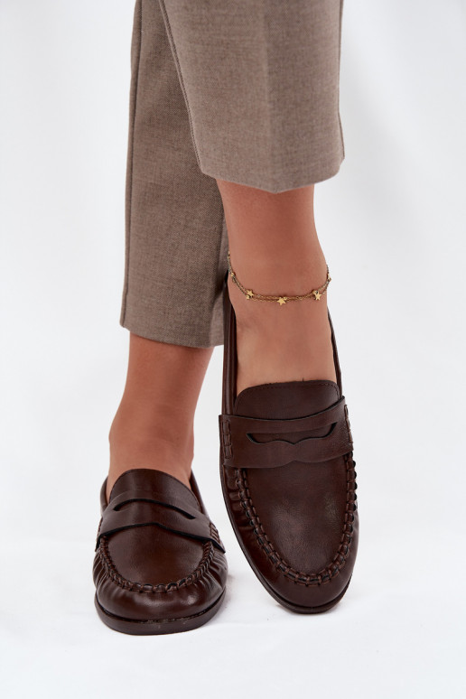jalatsid Mokassiinid Pealiste omad eko-nahast pruunid värvi Lilith