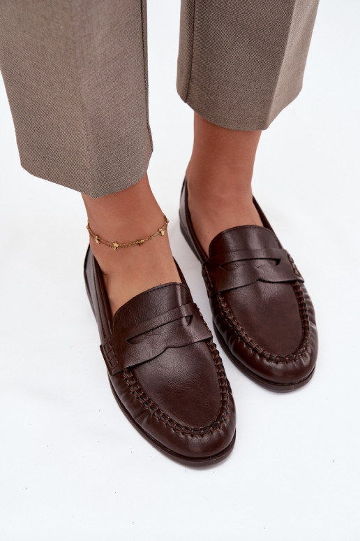 jalatsid Mokassiinid Pealiste omad eko-nahast pruunid värvi Lilith