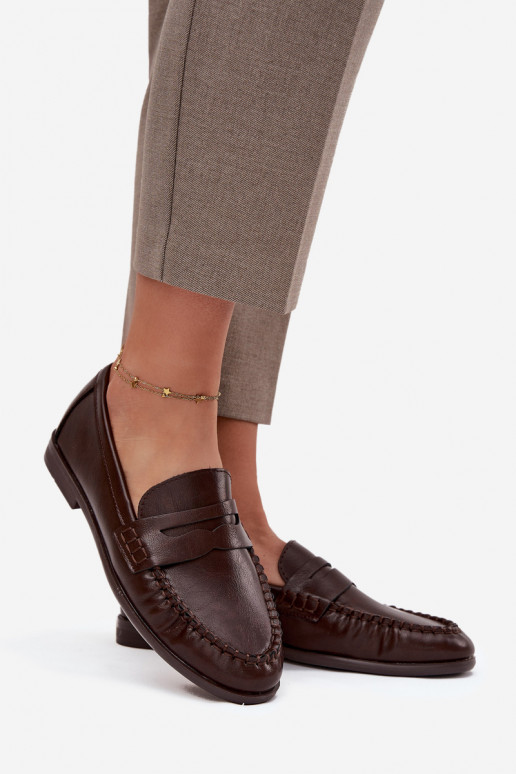 jalatsid Mokassiinid Pealiste omad eko-nahast pruunid värvi Lilith