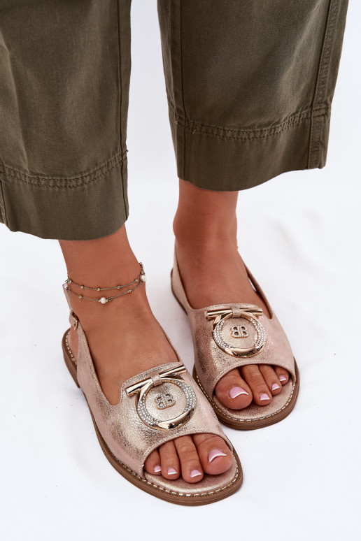 Elegantsed sandaalid kaunistustega laiade nööridega S.Barski KV51-003 Kuldset värvi Elegantsed sandaalid kaunistustega laiade nööridega S.Barski KV51-003 Kuldset värvi