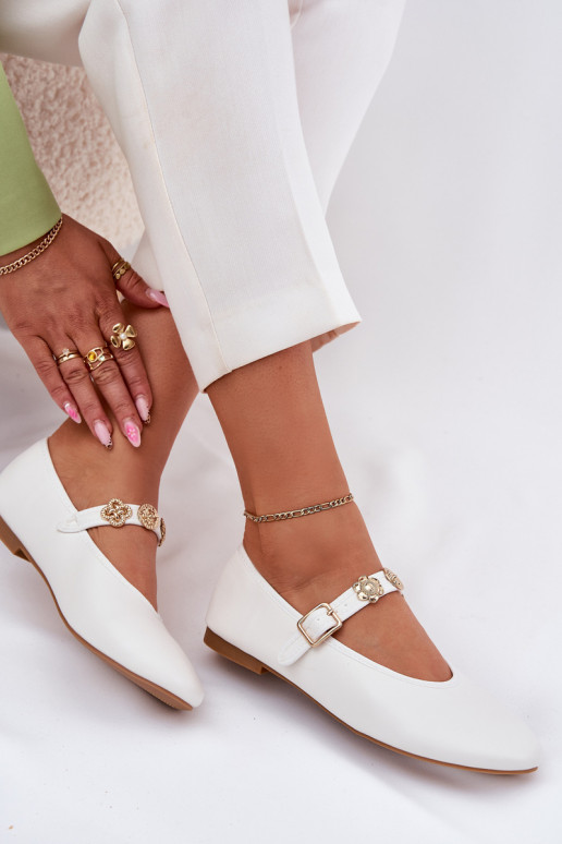 Baleriinad Pealiste omad rihmadega I Kuldset värvimi Przypinkami valget värvi Firicene