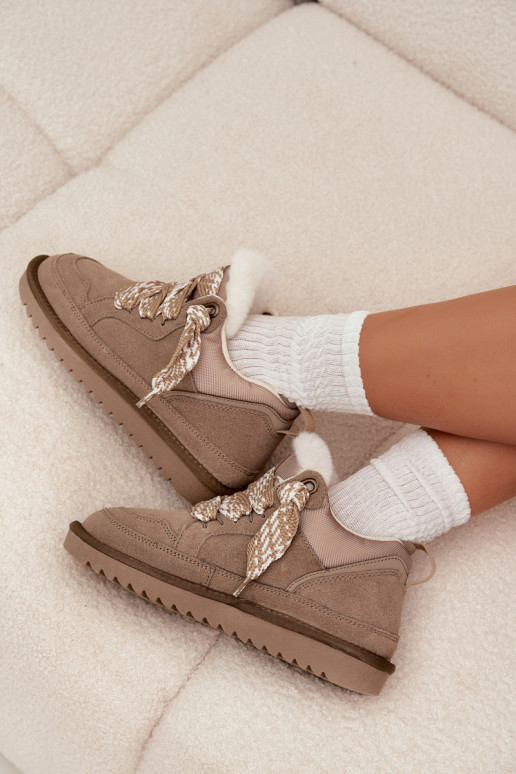 seemisnakhsed nööpidega lumesaapad Pealiste omad karusnahaga I Grubym Paeladm Vinceza 97963 beeži värvi