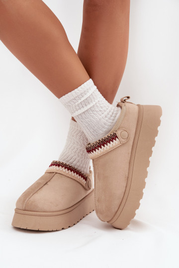 nööpidega lumesaapad Pealiste madaladRuchomym Triibudem I Haftem platvormiga Elevandiluu värvi Lyrisse