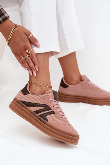 Velvetist Sneakers tüüpi jalanõud Pealiste omad platvormiga Tumeroosad värvi Skye