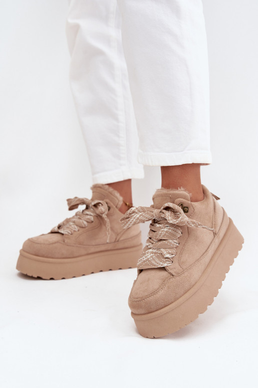 nööritavad nööpidega lumesaapad Pealiste omad platvormiga voodriga karusnahaga beeži värvi Tavelle nööritavad nööpidega lumesaapad Pealiste omad platvormiga voodriga karusnahaga beeži värvi Tavelle