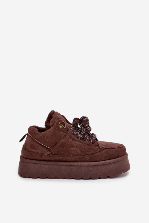 nööritavad nööpidega lumesaapad Pealiste omad platvormiga voodriga karusnahaga pruunid värvi Tavelle nööritavad nööpidega lumesaapad Pealiste omad platvormiga voodriga karusnahaga pruunid värvi Tavelle