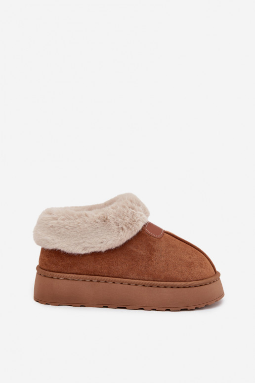 nööpidega lumesaapad Pealiste omad platvormiga karusnahaga pruunid värvi Calyra