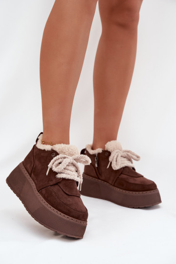 nööpidega lumesaapad Pealiste omad platvormiga karusnahaga Typu Baranek pruunid värvi Luma 2