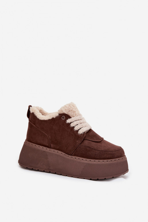 nööpidega lumesaapad Pealiste omad platvormiga karusnahaga Typu Baranek pruunid värvi Luma