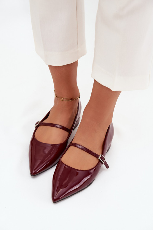 Lakkbaleriinad Peal Õrnm Obcasie rihmadega bordoo-värvi Isvella Lakkbaleriinad Peal Õrnm Obcasie rihmadega bordoo-värvi Isvella