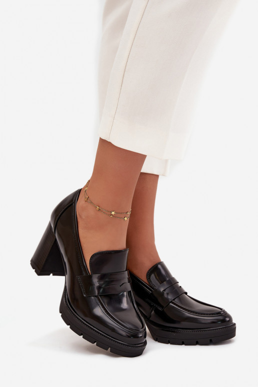 jalatsid Pealiste omad kõrge jämeda kontsaga eko-nahast msuud Ilyssia