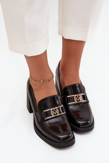 jalatsid Pealiste omad kõrge jämeda kontsaga Ze Kuldset värvim Detalem msuud Privelle