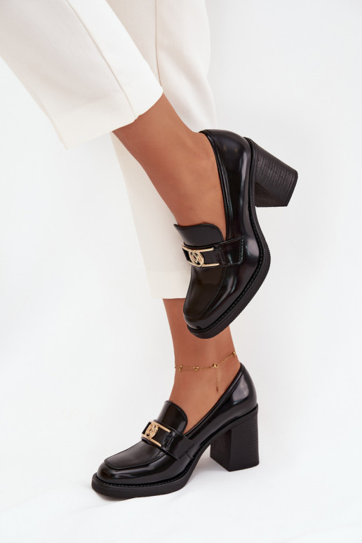 jalatsid Pealiste omad kõrge jämeda kontsaga Ze Kuldset värvim Detalem msuud Privelle