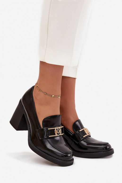 jalatsid Pealiste omad kõrge jämeda kontsaga Ze Kuldset värvim Detalem msuud Privelle