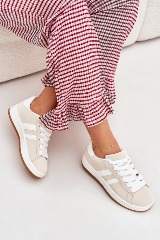 spordijalatsid Sneakers tüüpi jalanõud Pealiste omad eko-nahast beeži värvi Ravina spordijalatsid Sneakers tüüpi jalanõud Pealiste omad eko-nahast beeži värvi Ravina