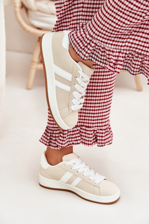 spordijalatsid Sneakers tüüpi jalanõud Pealiste omad eko-nahast beeži värvi Ravina spordijalatsid Sneakers tüüpi jalanõud Pealiste omad eko-nahast beeži värvi Ravina