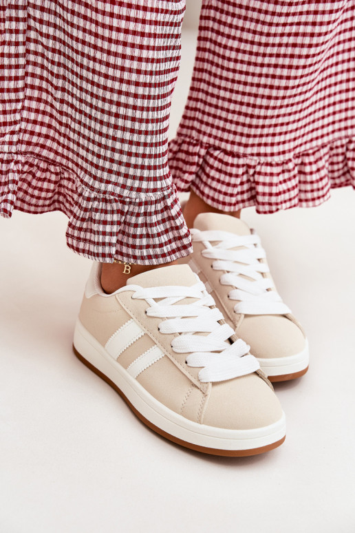 spordijalatsid Sneakers tüüpi jalanõud Pealiste omad eko-nahast beeži värvi Ravina spordijalatsid Sneakers tüüpi jalanõud Pealiste omad eko-nahast beeži värvi Ravina