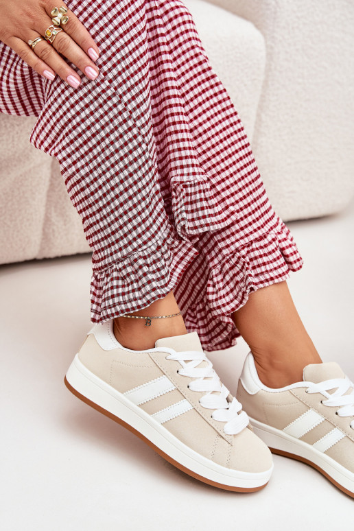 spordijalatsid Sneakers tüüpi jalanõud Pealiste omad eko-nahast beeži värvi Ravina spordijalatsid Sneakers tüüpi jalanõud Pealiste omad eko-nahast beeži värvi Ravina