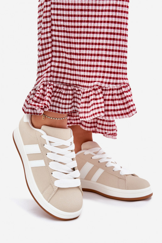 spordijalatsid Sneakers tüüpi jalanõud Pealiste omad eko-nahast beeži värvi Ravina spordijalatsid Sneakers tüüpi jalanõud Pealiste omad eko-nahast beeži värvi Ravina