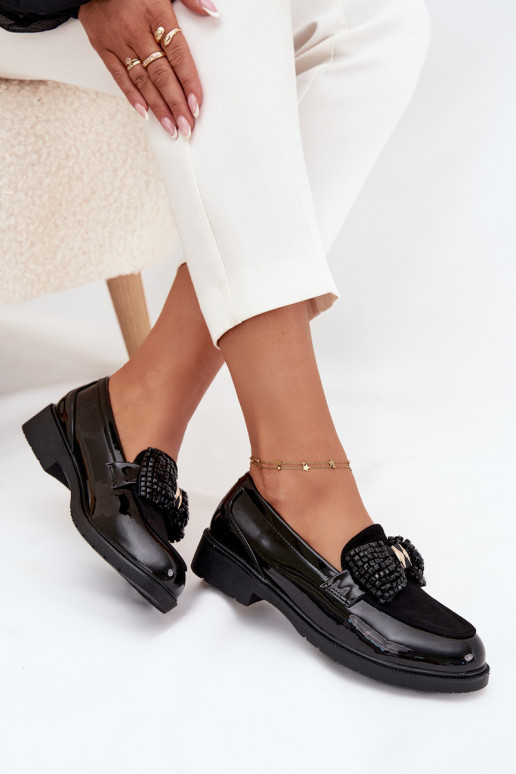 Läikivad mokasiinid Naiste lipsud S.Barski HY51-319 musta värvi