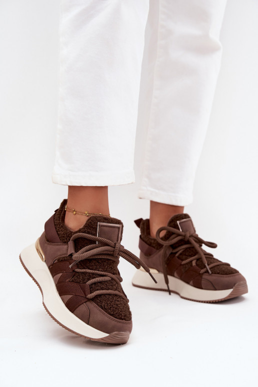 voodriga Sneakers tüüpi jalanõud Pealiste omad platvormiga pruunid värvi Juvira voodriga Sneakers tüüpi jalanõud Pealiste omad platvormiga pruunid värvi Juvira