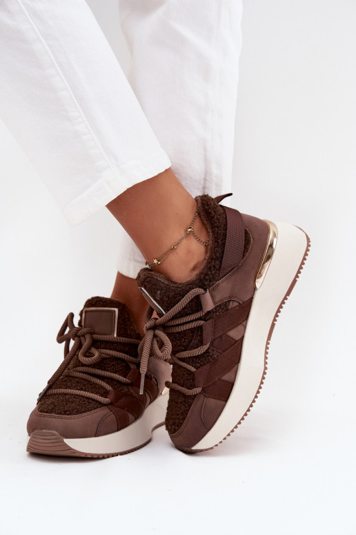 voodriga Sneakers tüüpi jalanõud Pealiste omad platvormiga pruunid värvi Juvira voodriga Sneakers tüüpi jalanõud Pealiste omad platvormiga pruunid värvi Juvira
