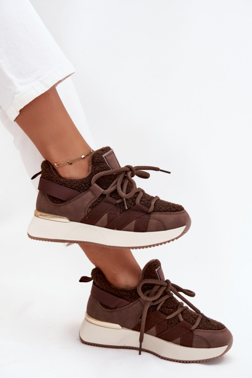 voodriga Sneakers tüüpi jalanõud Pealiste omad platvormiga pruunid värvi Juvira voodriga Sneakers tüüpi jalanõud Pealiste omad platvormiga pruunid värvi Juvira