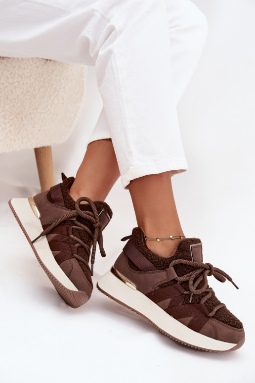 voodriga Sneakers tüüpi jalanõud Pealiste omad platvormiga pruunid värvi Juvira voodriga Sneakers tüüpi jalanõud Pealiste omad platvormiga pruunid värvi Juvira