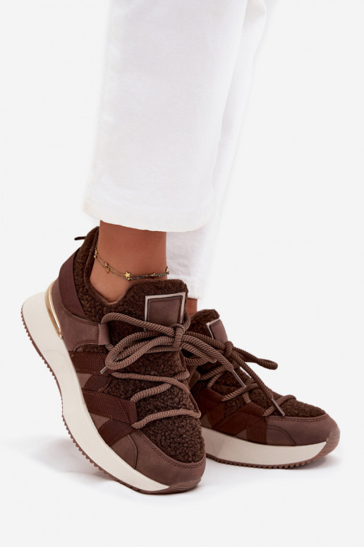 voodriga Sneakers tüüpi jalanõud Pealiste omad platvormiga pruunid värvi Juvira voodriga Sneakers tüüpi jalanõud Pealiste omad platvormiga pruunid värvi Juvira