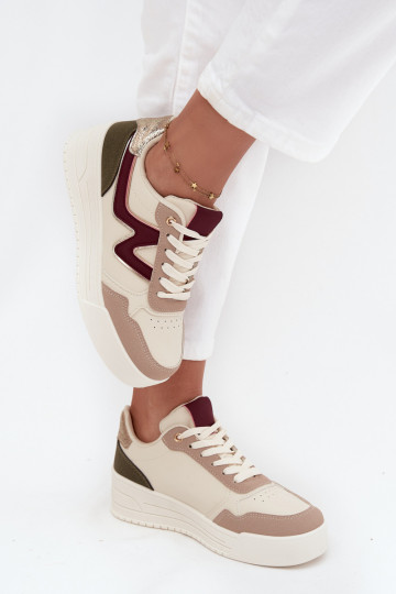Sneakers tüüpi jalanõud Pealiste omad platvormiga Kuldse sisetükkidega beeži värvi Zalvra